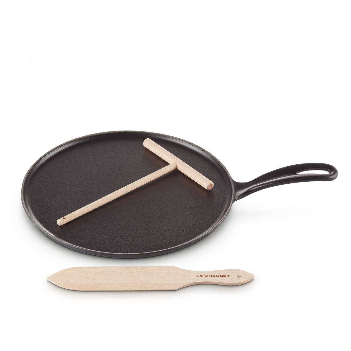 Le Creuset Bräter und Pfannen Spezialitäten Crêpespfanne m. Holzschieber Schwarz 27 cm Bräter und Pfannen Spezialitäten 20136270000460