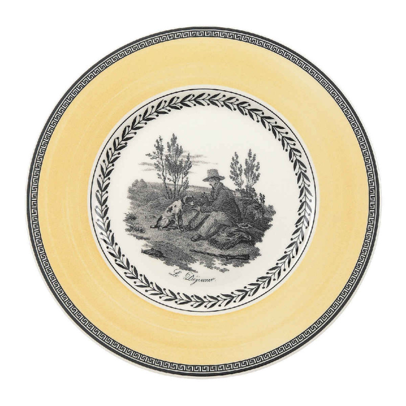 24 cm, Deep Plate) Villeroy ＆ Boch Audun Ferme Soup Plate, 24 cm, Premium  Porcelain, White/Grey/Yellow＿並行輸入