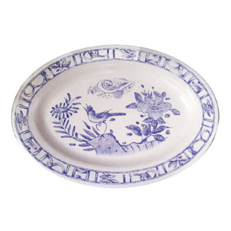 Gien Oiseau Bleu monochrome plate oval 37 x 26 cm